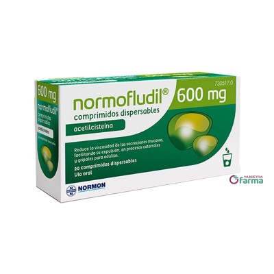 Comprar NORMOFLUDIL FORTE 600 mg 20 COMPRIMIDOS DISPERSABLES al mejor precio en NuestraFarma, tu farmacia online