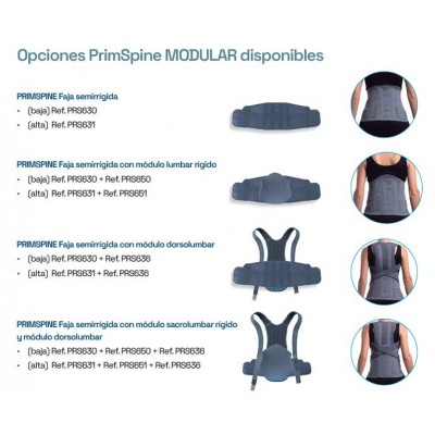 Comprar PRIMSPINE MODULAR FAJA LUMBOSACRA SEMIRRÍGIDA ALTA DOBLE BANDA PRS631G COLOR GRIS TALLA XL al mejor precio en NuestraFarma, tu farmacia online
