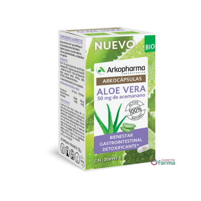 Comprar ARKOCAPSULAS ALOE VERA BIO 30 CAPSULAS al mejor precio en NuestraFarma, tu farmacia online