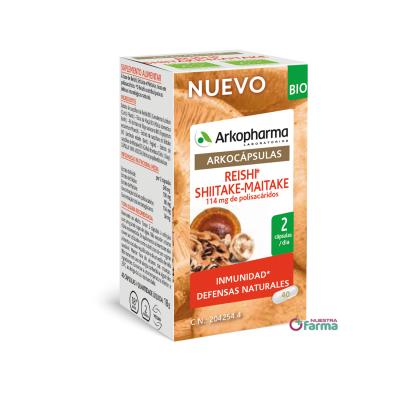 Comprar ARKOCAPSULAS REISHI SHIITAKE MAITAKE BIO 40 CAPSULAS al mejor precio en NuestraFarma, tu farmacia online