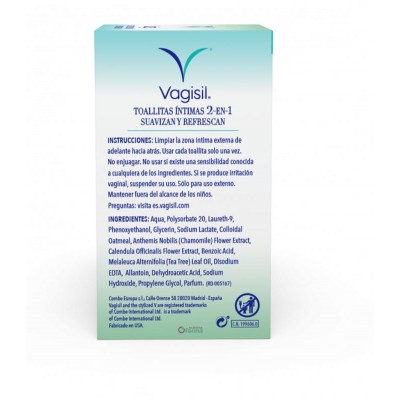 Comprar VAGISIL CUIDADO INCONTINENCIA TOALLITAS INTIMAS 2 EN 1 12 UNIDADES al mejor precio en NuestraFarma, tu farmacia online