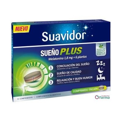 Comprar SUAVIDOR SUEÑO PLUS 15 COMPRIMIDOS al mejor precio en NuestraFarma, tu farmacia online