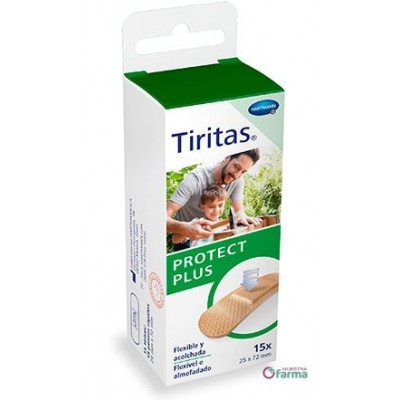 Comprar TIRITAS PROTECT PLUS APOSITO ADHESIVO 15 UNIDADES 72 MM X 25 MM al mejor precio en NuestraFarma, tu farmacia online