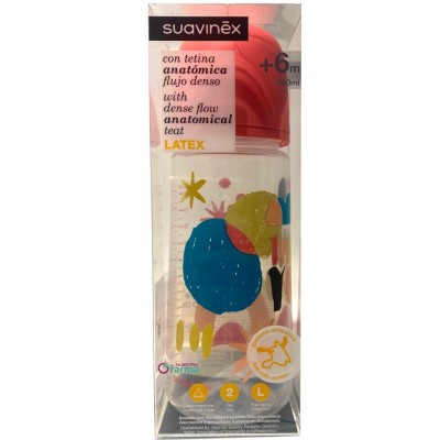 Comprar BIBERON SUAVINEX TETINA LATEX ANATOMICA FLUJO DENSO +6 MESES 360 ML al mejor precio en NuestraFarma, tu farmacia online