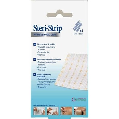 Comprar STERI STRIP SUTURA CUTANEA ESTERIL TIRA 38 MM X 6 MM 6 UNIDADES al mejor precio en NuestraFarma, tu farmacia online
