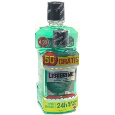 Comprar LISTERINE PROTECCION DIENTES Y ENCIAS MENTA FRESCA 500 + 250 ML GRATIS al mejor precio en NuestraFarma, tu farmacia online