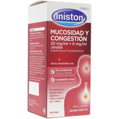 Comprar INISTON MUCOSIDAD Y CONGESTION 20 mg/ml + 6 mg/ml JARABE 1 FRASCO 200 ml al mejor precio en NuestraFarma, tu farmacia online