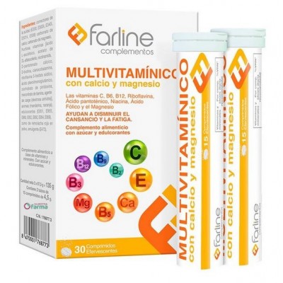 Comprar FARLINE MULTIVITAMINICO 30 COMPRIMIDOS EFERVESCENTES al mejor precio en NuestraFarma, tu farmacia online