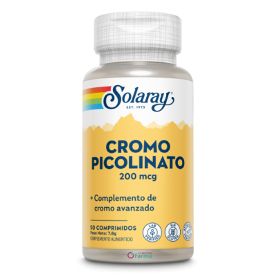 Comprar SOLARAY CROMO PICOLINATO 200 MCG 50 COMPRIMIDOS al mejor precio en NuestraFarma, tu farmacia online