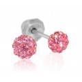 INVERNESS PENDIENTE ACERO INOXIDABLE 588C BOLA ROSA CRISTAL 4 MM