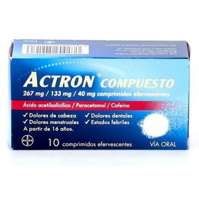 Comprar ACTRON COMPUESTO 267 MG/133 MG/40 MG 10 COMPRIMIDOS EFERVESCENTES al mejor precio en NuestraFarma, tu farmacia online