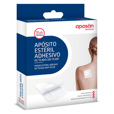 Comprar APOSAN BOTIQUIN APOSITO ESTERIL ADHESIVO DE TEJIDO SIN TEJER 10 CM X 10 CM 10 UNIDADES al mejor precio en NuestraFarma, tu farmacia online