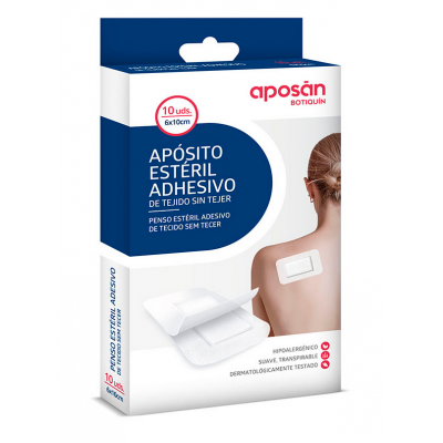 Comprar APOSAN BOTIQUIN APOSITO ESTERIL ADHESIVO DE TEJIDO SIN TEJER 10 CM X 6 CM 10 UNIDADES al mejor precio en NuestraFarma, tu farmacia online