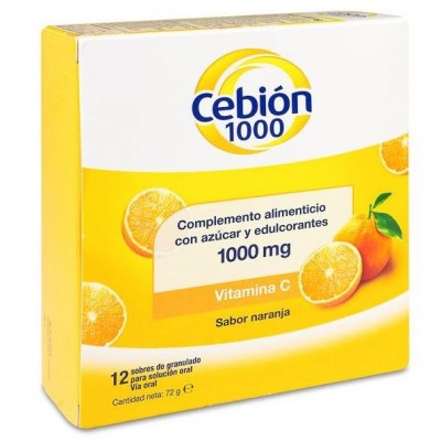 Comprar CEBION 1000 GRANULADO SOLUCION ORAL 12 SOBRES al mejor precio en NuestraFarma, tu farmacia online