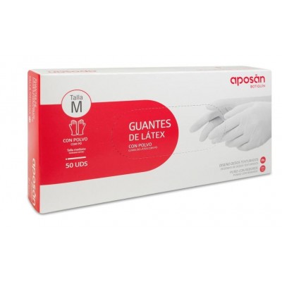 Comprar APOSAN GUANTES DE LATEX BOTIQUIN TALLA M 50 UNIDADES al mejor precio en NuestraFarma, tu farmacia online