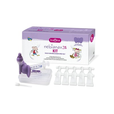 Comprar BUONA NEBIANAX 3% KIT 20 VIALES MONODOSIS DE 5 ML CON NEBULIZADOR SPRAY-SOL al mejor precio en NuestraFarma, tu farmacia online