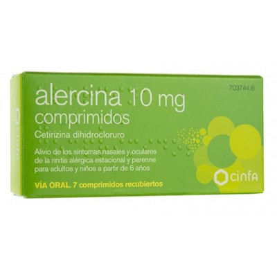 Comprar ALERCINA 10 mg 7 COMPRIMIDOS RECUBIERTOS al mejor precio en NuestraFarma, tu farmacia online