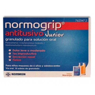 Comprar NORMOGRIP ANTITUSIVO JUNIOR 10 SOBRES GRANULADO PARA SOLUCION ORAL al mejor precio en NuestraFarma, tu farmacia online