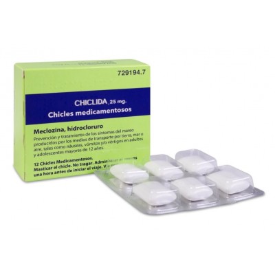 Comprar CHICLIDA 25 MG 12 CHICLES MEDICAMENTOSOS al mejor precio en NuestraFarma, tu farmacia online