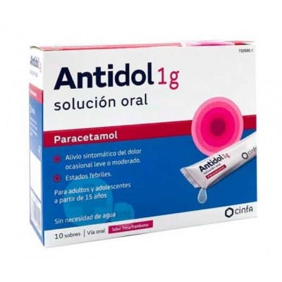 Comprar ANTIDOL 1 G 10 SOBRES SOLUCION ORAL 10 ML al mejor precio en NuestraFarma, tu farmacia online