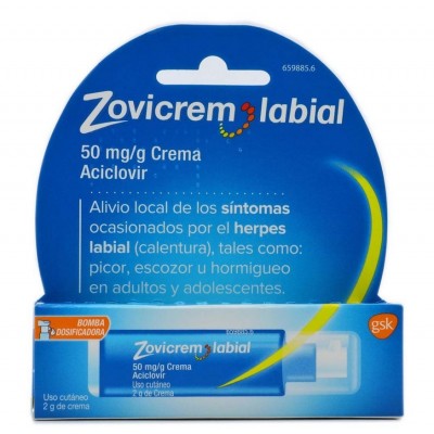Comprar ZOVICREM LABIAL 50 mg/g CREMA 1 TUBO 2 g + BOMBA DOSIFICADORA al mejor precio en NuestraFarma, tu farmacia online