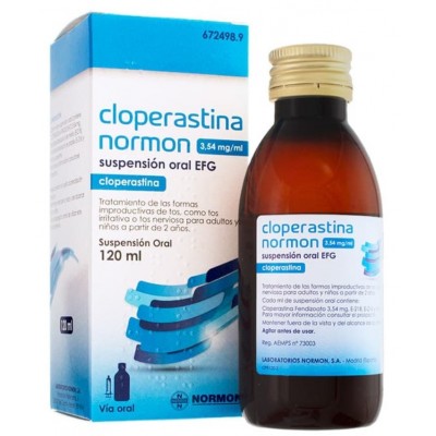 Comprar CLOPERASTINA NORMON EFG 3,54 mg/ml SUSPENSION ORAL 1 FRASCO 120 ml al mejor precio en NuestraFarma, tu farmacia online