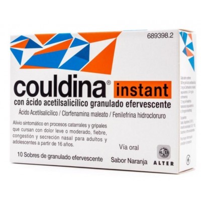 Comprar COULDINA INSTANT CON ACIDO ACETILSALICILICO 10 SOBRES GRANULADO EFERVESCENTE al mejor precio en NuestraFarma, tu farmacia online