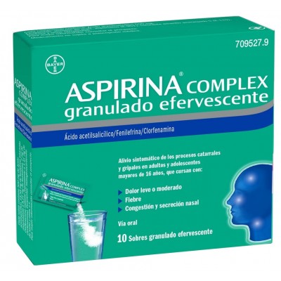 Comprar ASPIRINA COMPLEX 10 SOBRES GRANULADO EFERVESCENTE al mejor precio en NuestraFarma, tu farmacia online