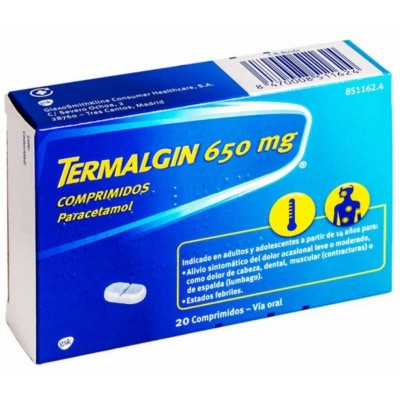 Comprar TERMALGIN 650 MG 20 COMPRIMIDOS al mejor precio en NuestraFarma, tu farmacia online