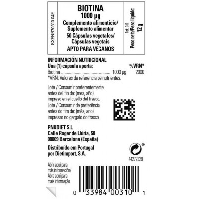 Comprar SOLGAR BIOTINA 1000 MCG 50 CAPSULAS VEGETALES al mejor precio en NuestraFarma, tu farmacia online