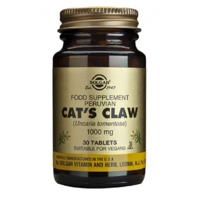 Comprar SOLGAR UÑA DE GATO (UNCARIA TOMENTOSA) 1000 MG 30 COMPRIMIDOS al mejor precio en NuestraFarma, tu farmacia online