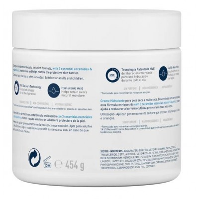 Comprar CERAVE CREMA HIDRATANTE PIEL SECA A MUY SECA 454 G al mejor precio en NuestraFarma, tu farmacia online