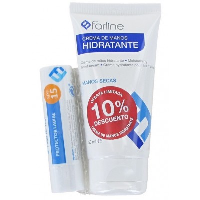 Comprar FARLINE CREMA MANOS HIDRATANTE 50 ML+ PROTECTOR LABIAL SPF 15 4,5 G al mejor precio en NuestraFarma, tu farmacia online