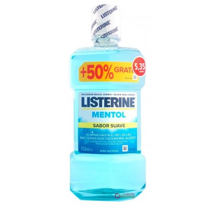 Comprar LISTERINE MENTOL SABOR SUAVE 750 ML 50% GRATIS al mejor precio en NuestraFarma, tu farmacia online