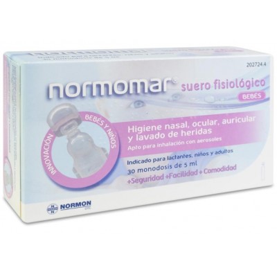 Comprar NORMOMAR SUERO FISIOLOGICO BEBE 30 AMPOLLAS 5 ML al mejor precio en NuestraFarma, tu farmacia online