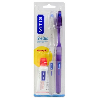 Comprar VITIS CEPILLO DENTAL MEDIO DUPLO al mejor precio en NuestraFarma, tu farmacia online