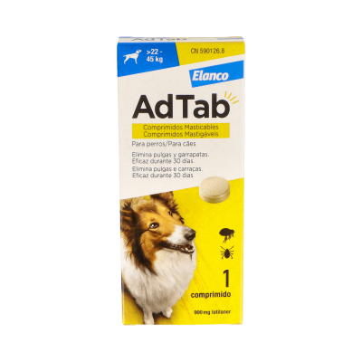 Comprar ADTAB 900 MG 1 COMPRIMIDO MASTICABLE PARA PERROS (22-45 KG) al mejor precio en NuestraFarma, tu farmacia online