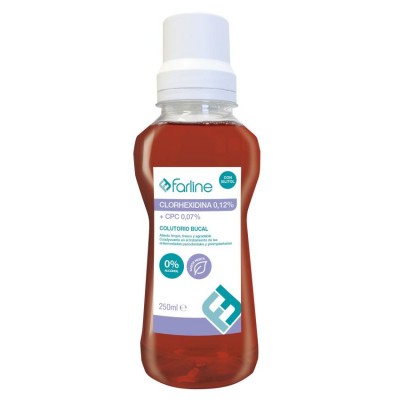 Comprar FARLINE COLUTORIO CLORHEXIDINA 0,12% + CPC 0,07% SABOR MENTA 250 ML al mejor precio en NuestraFarma, tu farmacia online