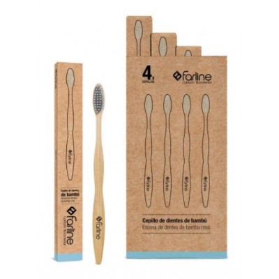 Comprar FARLINE CEPILLO DENTAL BAMBU AZUL 4 UNIDADES al mejor precio en NuestraFarma, tu farmacia online