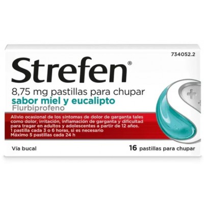 Comprar STREFEN 8,75 MG 16 PASTILLAS PARA CHUPAR (SABOR MIEL Y EUCALIPTO) al mejor precio en NuestraFarma, tu farmacia online
