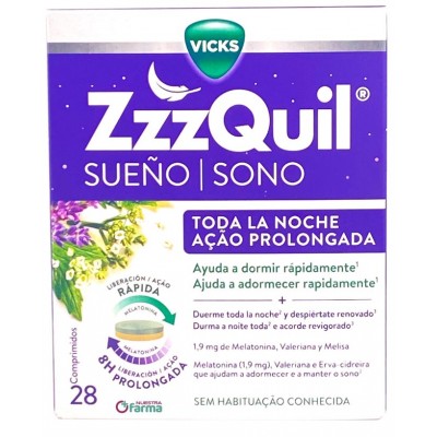 Comprar ZZZQUIL SUEÑO TODA LA NOCHE 28 COMPRIMIDOS al mejor precio en NuestraFarma, tu farmacia online