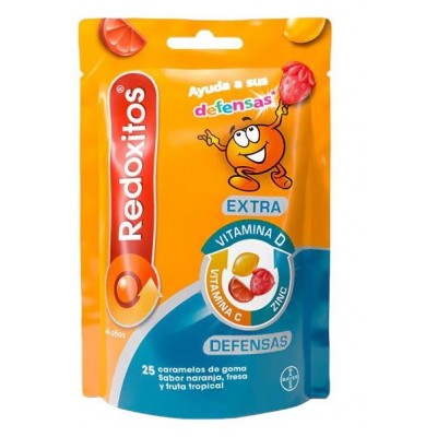 Comprar REDOXITOS EXTRA DEFENSAS 25 CARAMELOS GOMA SABOR NARANJA FRESA Y FRUTA TROPICAL al mejor precio en NuestraFarma, tu farmacia online