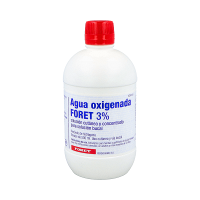 Comprar AGUA OXIGENADA FORET 30 MG/ML SOLUCION CUTANEA Y CONCENTRADO PARA SOLUCION BUCAL 1 FRASCO 500 ML al mejor precio en NuestraFarma, tu farmacia online