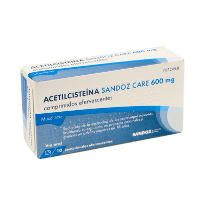 Comprar ACETILCISTEINA SANDOZ CARE EFG 600 MG 10 COMPRIMIDOS EFERVESCENTES al mejor precio en NuestraFarma, tu farmacia online