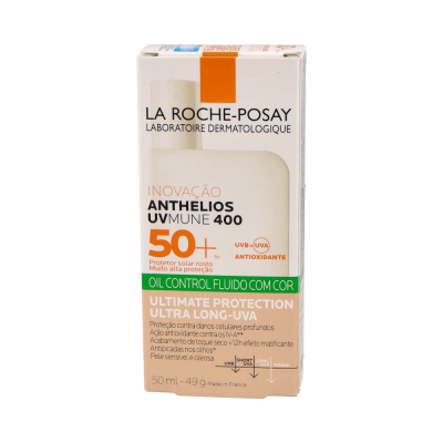 Comprar LA ROCHE-POSAY ANTHELIOS UVMUNE 400 OIL CONTROL FLUIDO SPF50+ CON COLOR 50 ML al mejor precio en NuestraFarma, tu farmacia online