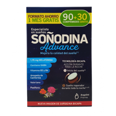 Comprar SOÑODINA ADVANCE MELATONINA BICAPA 90 + 30 COMPRIMIDOS al mejor precio en NuestraFarma, tu farmacia online