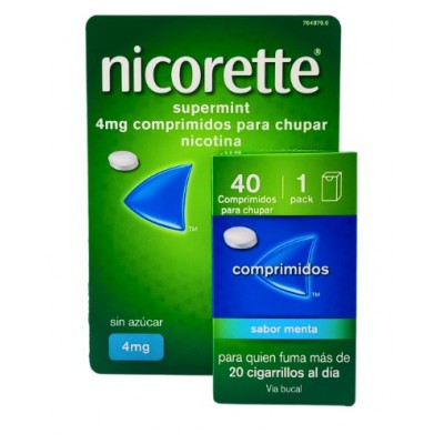Comprar NICORETTE SUPERMINT EFG 4 MG 40 COMPRIMIDOS PARA CHUPAR al mejor precio en NuestraFarma, tu farmacia online