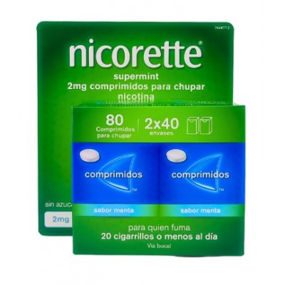 Comprar NICORETTE SUPERMINT EFG 2 MG 80 COMPRIMIDOS PARA CHUPAR al mejor precio en NuestraFarma, tu farmacia online