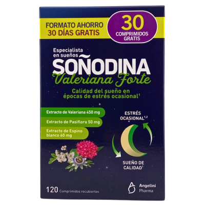 Comprar SOÑODINA VALERIANA FORTE 120 COMPRIMIDOS al mejor precio en NuestraFarma, tu farmacia online