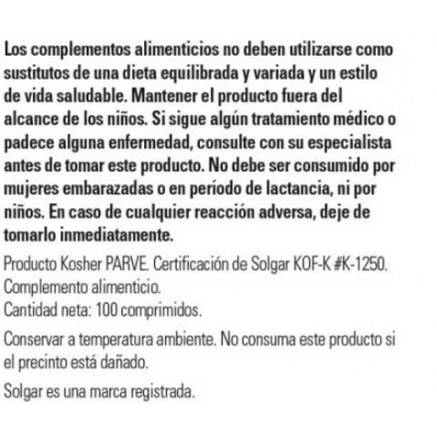 Comprar SOLGAR RUTINA 500MG 100 COMPRIMIDOS al mejor precio en NuestraFarma, tu farmacia online